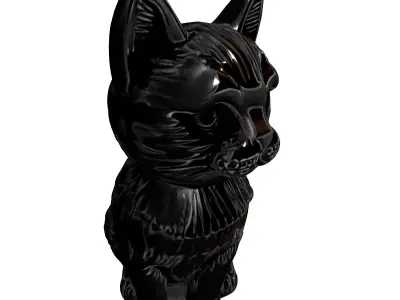 Metallic Engraved Cat Decorative Figurine Low-poly 3D model