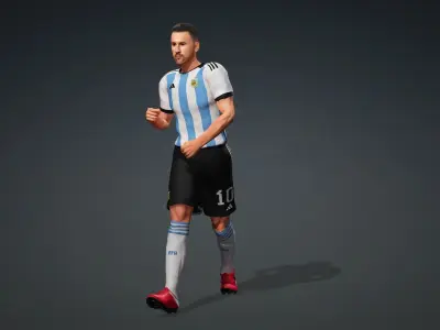 Lionel Messi Rigged Animated  2500 Free animations tutorial Low-poly 3D model