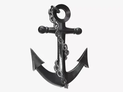 Wall interior decor anchor with chains 3D model