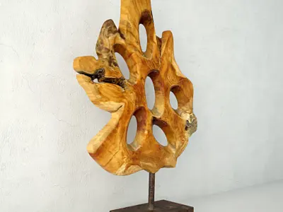 Teak Wood Table Top Decoration 3D model