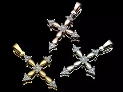 Pendant Cross Jewelry Brand Gold 3D print model