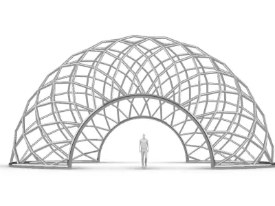 Diagonal Wireframe Dome Architectural Stand Alone Structure v3 3D model