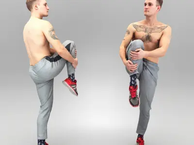 Athletic man stretching leg 366 Low-poly 3D model