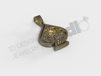 Luxury Ace pendant jewelry with gems 3d model 3D print model