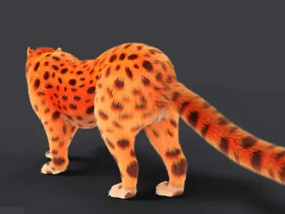 Fur Female Leopard Rigged Low-poly 3D model