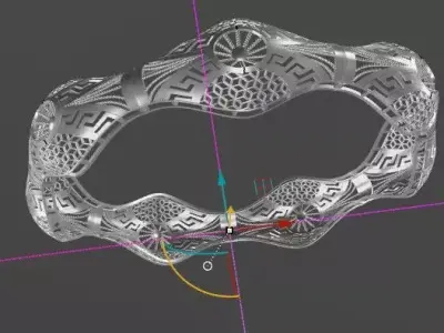 1382 Golden Wavecrest Bangle 60MM-12gm 3D print model