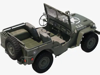 Military Jeep Car Willys  Low-poly 3D model
