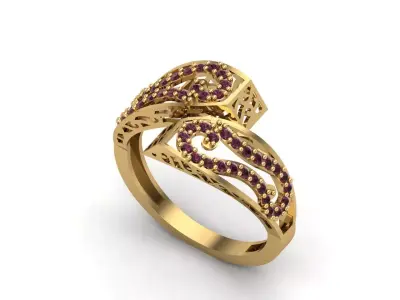 Womens Rings With Stone Ring Ready STL 3DM Models Rings women 3D print model