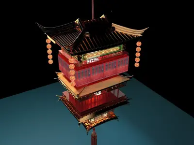 Chinese palace house lantern  3D model buy