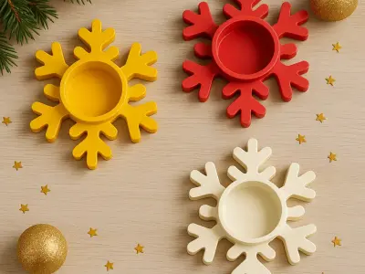 Snowflake Tealight Candle Holders  Set of 3 3D print model