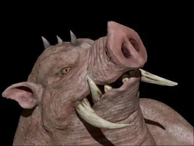 Evil Pig character bust Low-poly 3D model