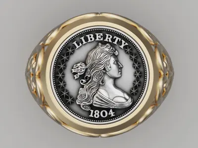 Draped Bust Dollar American coin  printable Ring 3D print model