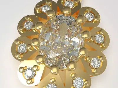 Pendant with oval gem 3D print model purchase