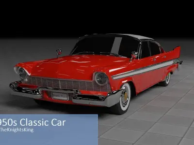 50s 60s and 70s Car Pack - 6 Cars Low-poly 3D model