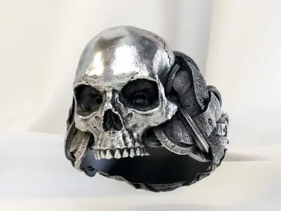 Jewelry Vikings Ring Skull 2024 -T1 3D print model