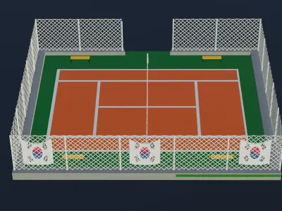 Tennis Court - South Korea Low-poly 3D model