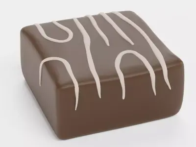 Chocolate Candy V1 - Milk Chocolate Cube with White Drizzle 3D model