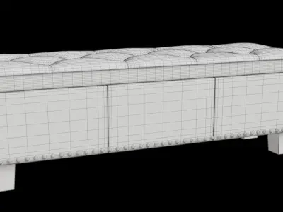 Gray Contemporary Storage Ottoman Bench 3D model