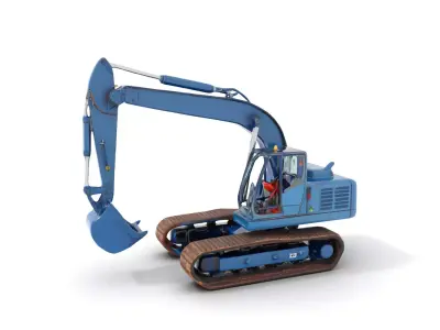 Steel Blue Excavator model pack Low-poly 3D model