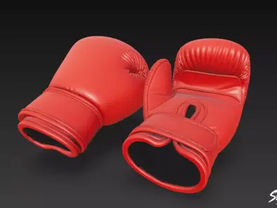 Red Boxing Gloves Low-poly 3D model