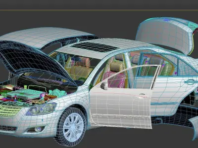 Toyota Aurion 2007 - 2011 with engine and bumpers support  3D model