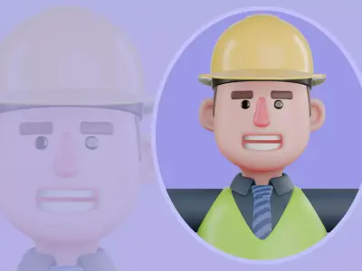 Stylized 3D Male Engineer Character - Cartoon Construction Man 3D model