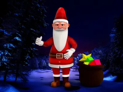 Cartoon Santa Claus with unity package Low-poly 3D model