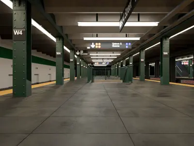 NYC Subway Station PBR 01 Low-poly 3D model