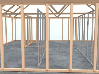 Construction Site House Frame Low Poly Low-poly 3D model