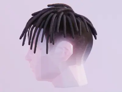 Short Forward Dreads Hairstyle Low-poly 3D model