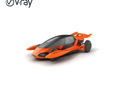 Futuristic Urban Flying Car Model Pack Low-poly 3D model