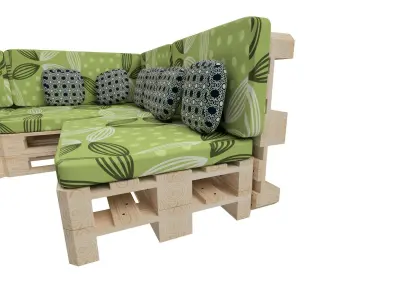 Sofa corner with pallets 3D model