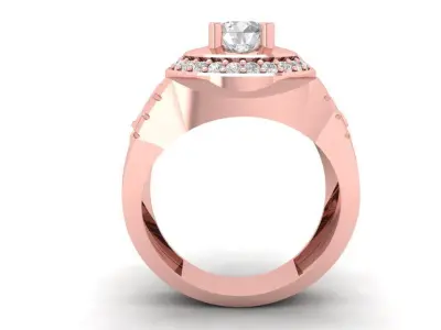 Luxury Star Design Halo Diamond Ring for Men  1812 3D print model