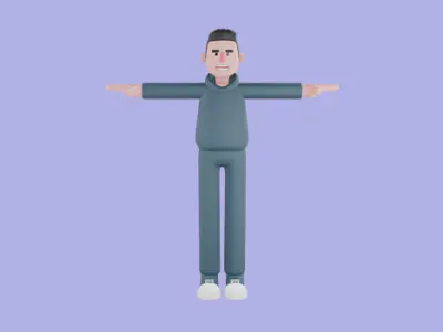 Stylized 3D Male Coach Character - Cartoon Fitness Trainer Model 3D model