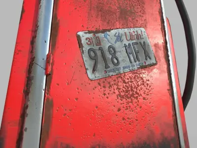 Old retro gas station - gas station low poly Low-poly 3D model