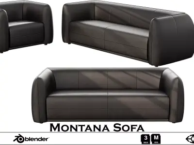 Montana Sofa - Contemporary Leather Seating Low-poly 3D model