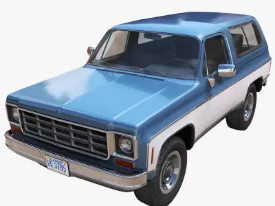 70s 4x4 Offroad car Low-poly 3D model