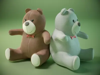 Teddy Bear Toy PBR Low-poly 3D model