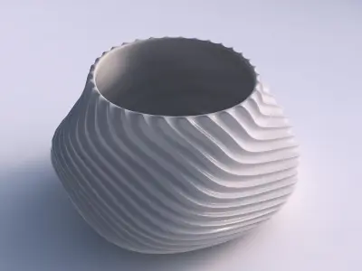 Bowl twisted elipse with bent extruded lines 2 3D print model