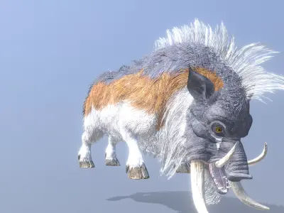 Wild Warthog Domestic Pig Eating Png Fbx 3D model