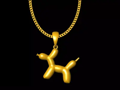 Ballon Dog pendant charms - one inch pendant 3D print model