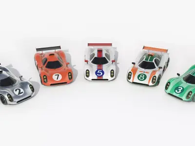 Low poly Concept Racer cars Le Mans style Low-poly 3D model