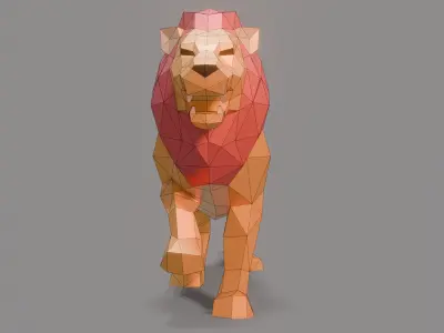 Polygonal Lion Low-poly 3D model