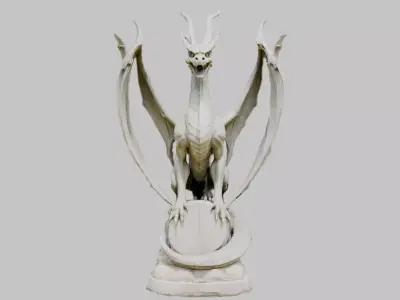 Detailed Dragon Statue 3D Model Low-poly 3D model