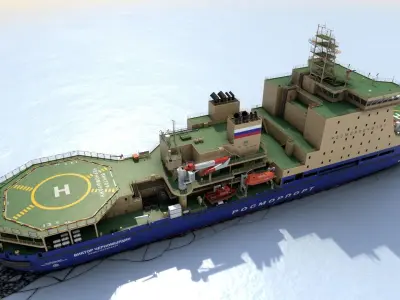 Icebreaker LK-25 Viktor Chernomyrdin Low-poly 3D model