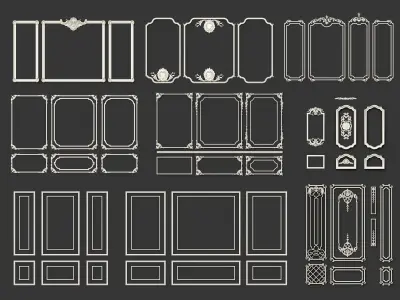 Classic Wall moldings and gypsum cornice 9 3D model