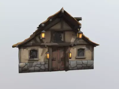 Medieval House Game Ready 3D Environment Model Low-poly 3D model