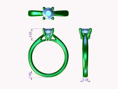 cr-08 solitaire diamond engagement ring gold 3D print model