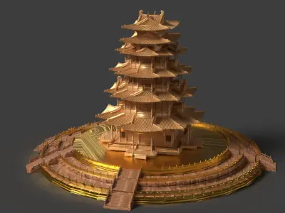 Chinese ancient house   3D model buy