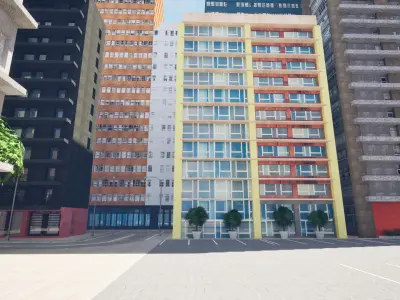 City Downtown Skyscraper Street - Unreal - Lot 02 Low-poly 3D model